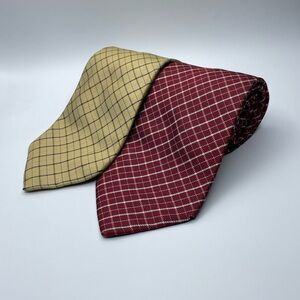 Burberry London Men's Silk Necktie Plaid Yellow Red Blue Italy Designer EUC